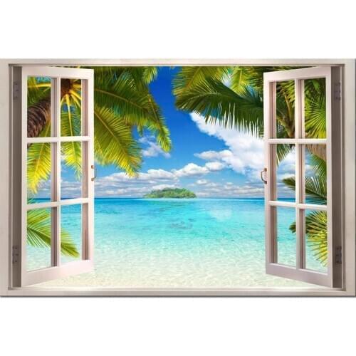 SenyuArt 5D Diamond Painting Square Round Window Landscape Sea View Tree Embroidery Cross Stitch Kit Home Decoration Gift Mosaic