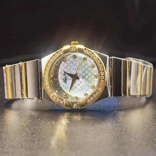 MISSFOX Star White Fritillary Womens Watch Small Round Dial Gold And Silver Quartz Watches Woman Elegant Dress Wristwatch Lady