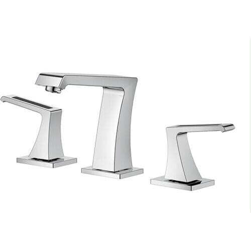 NEW chrome+Black color 8" WIDESPREAD 3 Holes LAVATORY BATHROOM SINK FAUCET Square handles knobs deck mounted faucet Luxurious