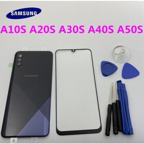 Original Samsung Galaxy A10S A20S A30S A40S A50S Back Battery Cover Rear Door Housing Case+Camera Lens+Front Touch Screen Glass