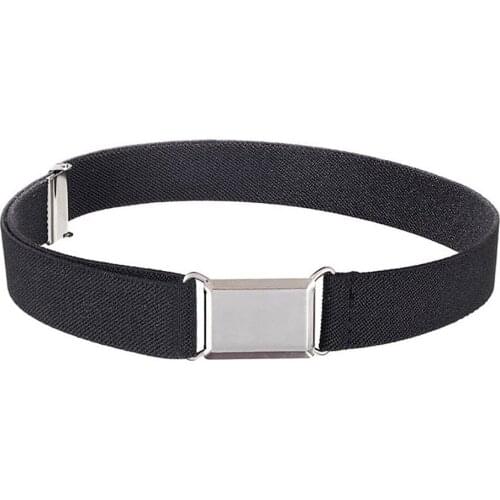 Polyester Adjustable Elastic Belt Wide Belts For Kids Silver Square Buckle Toddler Waistband Decorative Band Sports Accessories