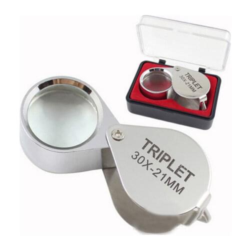 Portable 30X Power 21mm Jewelers Magnifier Gold Eye Loupe Jewelry Store Lowest Price Magnifying Glass With Exquisite Box
