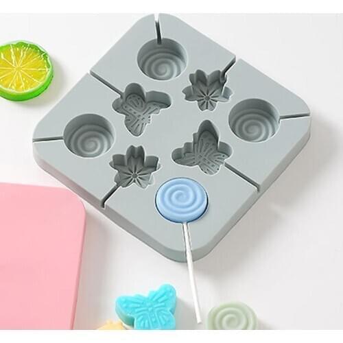 Dropshipping Reusable Lollipop Silicone Mold/Paper Sticks Flower Butterfly Chocolate Cake Mould DIY Baking Tool
