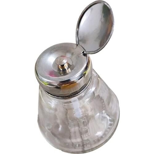 Empty Nail Polish Makeup Remover Pump Dispenser Glass Push Down Press Bottle 150ml for Alcohol Acetone