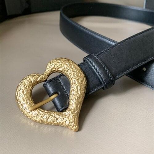 Peach Heart Buckle Solid Color Cow Leather High Qaulity Patent Snake Leather Women Belts 3CM For Female