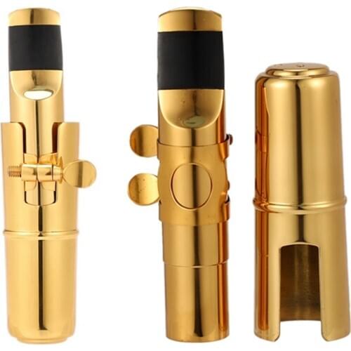 Sax Mouthpiece Tone Gold Plated Alto Saxophone Metal Mouthpiece + Cap + Ligature