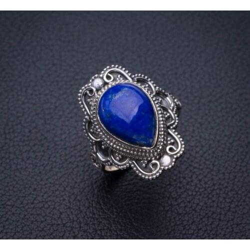 StarGems Natural Lapis Lazuli Handmade 925 Sterling Silver Ring 7 E2445