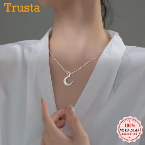 TrustDavis Luxury 925 Sterling Silver Sweet Frosted Moon Round Stick Pendant Girls Love Gift For Women Necklaces Jewelry DB1346