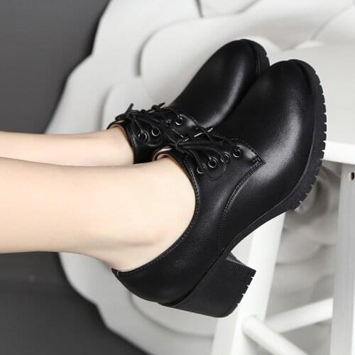 Women Pumps 2021 Spring/Autumn Fashion Female Office & Career Shoes Mid Heels Black Work Shoes Thick Platform Casual 5cm heels
