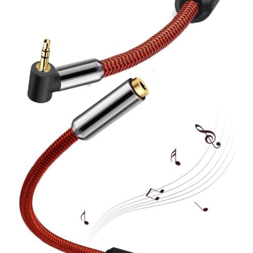 Hifi Mini Jack 3.5mm Male to Female Audio Cable for Car Headphone PC Mobile Angle 3.5 Extension Cable Shielded 1M 2M 3M 5M 8M