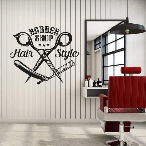 Vinyl wall decals barbershop scissors hairstyle designer hairdresser salon window stickers decorative decals mural stickers MF55