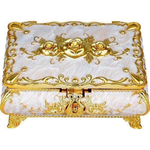 TUMBEELLUWA Vintage Enameled Rectangular Decorative Collectible Jewelry Trinket Box for Women