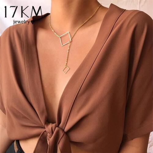 17KM Vintage Multilayer Pendant Necklace For Women Bohemian 2019 New Gold Star Square Lock Love Letter Necklace Trendy Jewelry