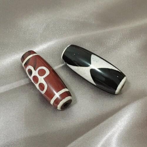 Vintage Buddhist Jewelry Natural Tibetan Dzi Agates Stone Beads Black Red Lighting Five eyed Antique Agates Beads for Women Men