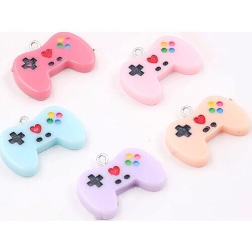 Yamily 10pcs/ Resin Game Machine Charm Game Machine Hand Shank Pendant For Earring KeyChain Jewelry DIY Handmade