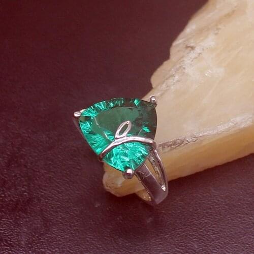 Gemstonefactory Jewelry Big Promotion Single Unique 925 Silver Elegant Shiny Green Topaz Women Men Gifts Rings 8# 20213113