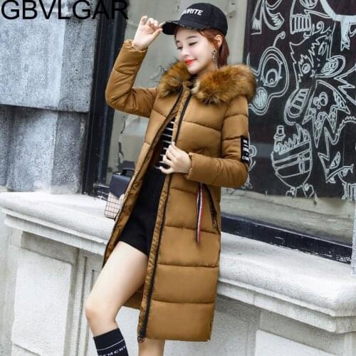 Women Medium Long Big Hair Collar Thickened Down Coat Female Solid Casual Thicker Winter Slim Down Lammy Jacket Coat Overcoat