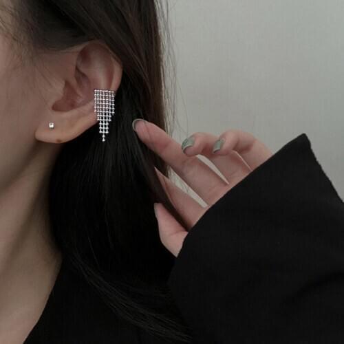 S925 Zilveren Ronde Kraal Kwastje Oor Clip Oorbellen Vrouwelijke Koreaanse Temperament Sexy Hot Licht Luxe Handgemaakte Trend