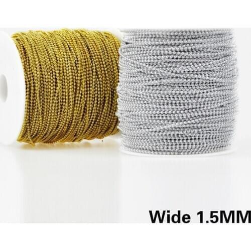 1.5MM Wide Luxury Cotton Thread Plating Gold Silver Beads Lace Neck Ribbon Handmade DIY Crafts Christmas Gifts Home Accessories