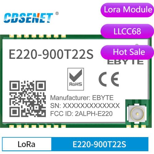 10pcs/lot LLCC68 LoRa 868MHz Module 915MHz 22dBm Long Range IPEX/Stamp Hole UART Wireless Transmitter Receiver E220-900T22S