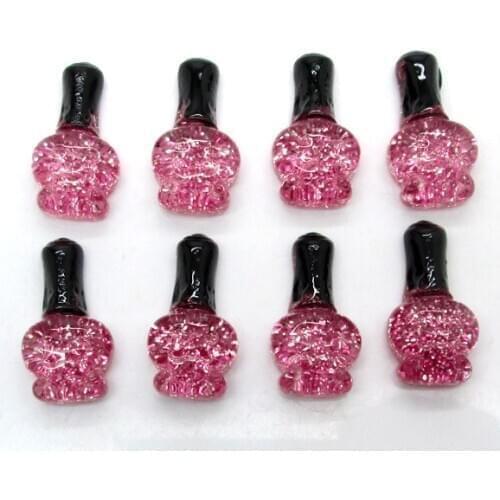 50Pcs Resin Pink Nail Polish Decoration Crafts Flatback Cabochon Scrapbooking Fit Hair Clips Embellishments Beads Diy