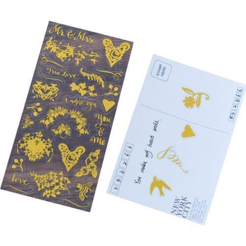6pcs/lot Kawaii DIY Diary Card making Album Stickers Bronzing Cat Heart Flower Decoration Stickers Scrapbooking Stick Label
