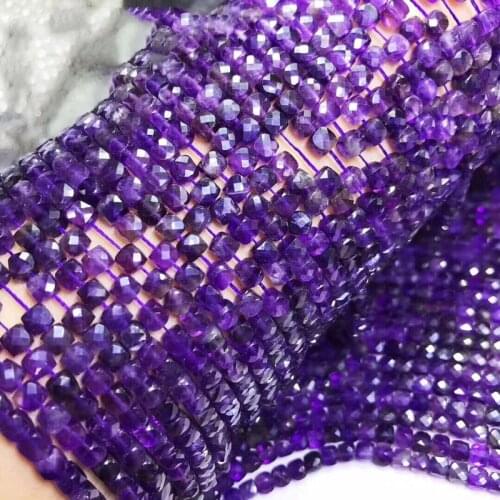 AAAAA LOOSE BEADS Uruguay Amethyst square faceted 4/6mm Wholesale for DIY jewelry necklace 36cm
