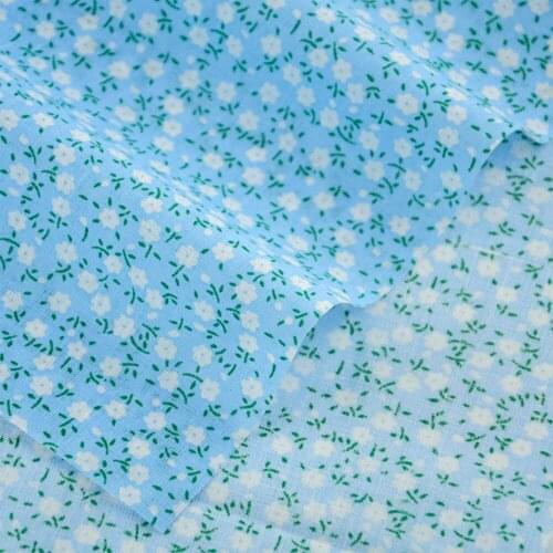 Tissue Blue Cotton Fabrics Fat Quarter Cloth Telas Tecido Crafts Dolls DIY Textile Tilda White Flower Design Patchwork Sewing