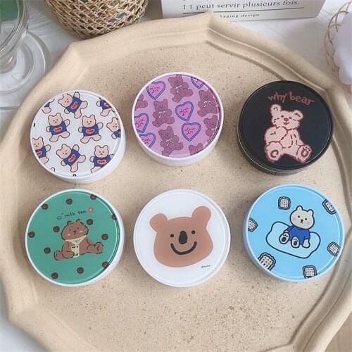 Cute Bear Contact Lens Case with mirror Ins Cartoon lens container Portable travel Lnes Case Gift For Girl