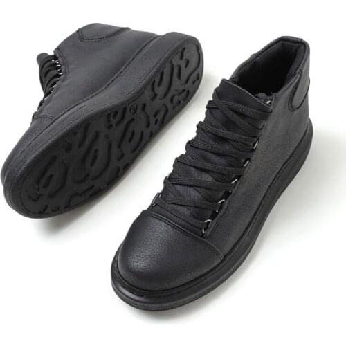 Chekich Womens and Mens Shoes Black Color Artificial Leather Winter Autumn Seasons Lace Up Sneakers Ladies & Gentlemens Ankle Fashion Solid Wedding Basic Boots Flexible Footwear Office Wedding New Travel CH258 V6