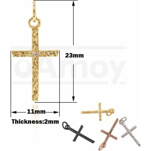 CZ Cubic Zirconia Cross Pendant Religious Charm Mens Jewelry DIY Bracelet Necklace Accessories 23x11x2MM