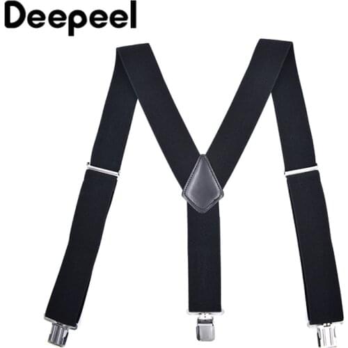 Deepeel 1pc 5*120cm Men Fashion Wide Suspender 3 Clip Metal Hook Buckle Stretch Male Brace Jockstrap Business Pants Accessories
