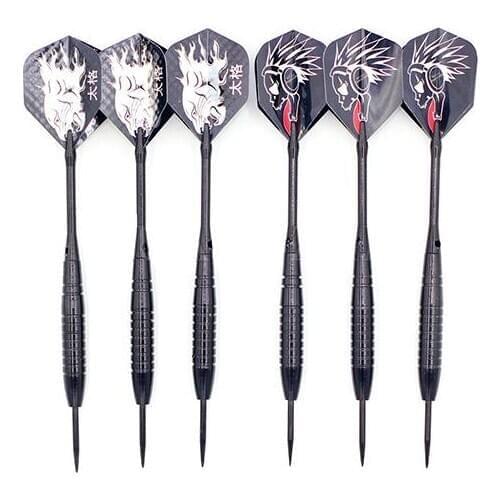 6 Pcs Torpedo Shape Steel Black Tip Darts with Shafts Flights 22g Sporting Goods home office Flight Harrow Point Throwing Toy