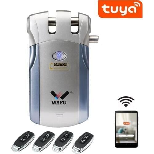 Tuya WiFI Remote Control Electric Lock Invisible Keyless Entry Door Lock No Drill Hole For Indoor Wooden Metal Door