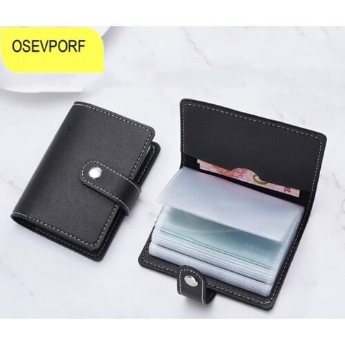24 Bits Card Holder Case Leather Wallet Bag for Business Credit ID Cash Holder Organizer Case Fashion Mini Cash Bag for Women