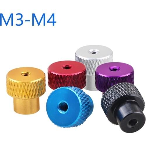 3PCS M3 M4 Knurled Thumb Screws Nuts Aluminum Alloy Through Hole Hand Nuts Multiple Color