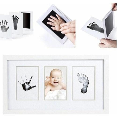 Hot Newborn Footprint HandprintBaby Souvenir Paw Print Pad Photo Frame Pad Inkless Wipe Baby Kit-Hand Foot Print Keepsake