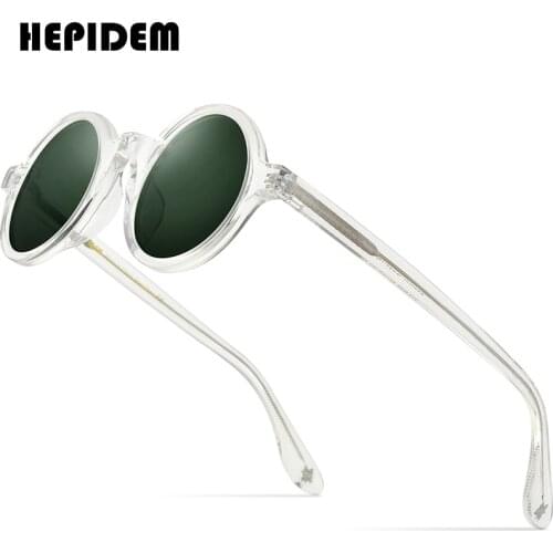HEPIDEM Acetate Vintage Polarized Sunglasses Men Gregory Peck High Quality Clear Round Sun Glasses for Women Retro Shades ZOLMAN