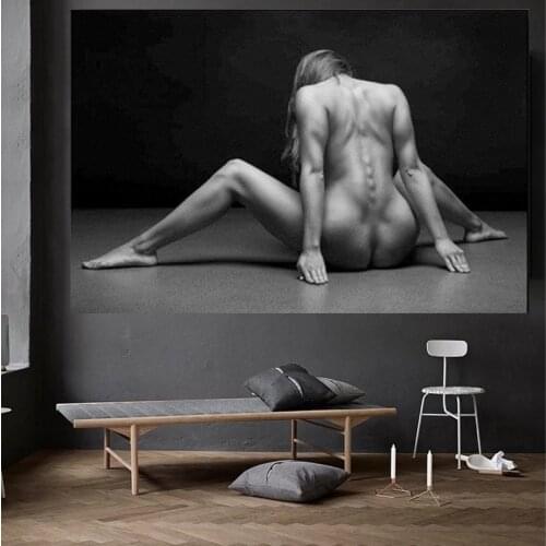 Canvas Painting Sexy Naked Woman Black Background Posters and Prints Wall Art Pictures for Living Room Home Decoration Cuadros