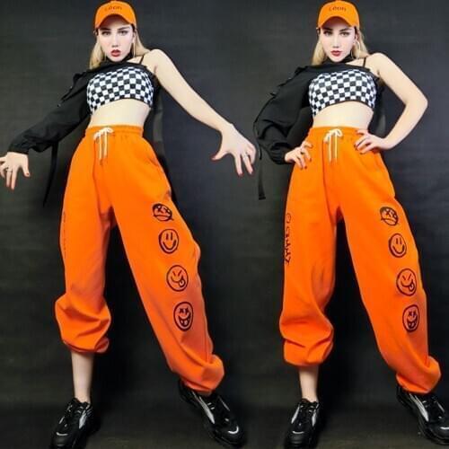 New Dj Costumes Jazz Dance Hip-Hop Dance Clothing Adults Performance Clothes Female Single Sleeved Loose Trousers Outfits SL4544