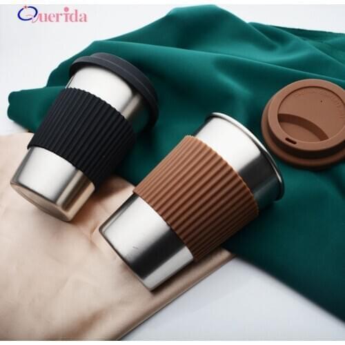 Creative 500ml Stainless Steel Coffee Mug With Lid Beer Milk Mugs For Tea Tumbler Cup Drink Straw Home Office Travel Bottle Gift