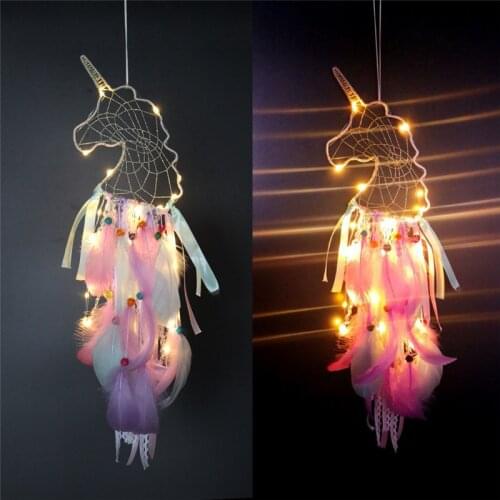 Unicorn Dream Catcher Christmas Xmas Gift For Children Kids Bedroom Haning Decor With A Free 1M Sting Lights Bedroom Ornaments