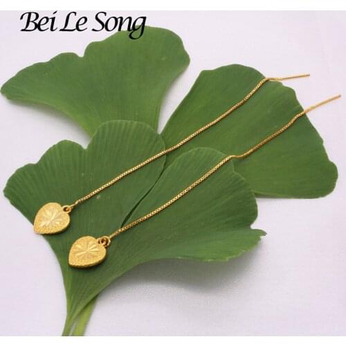 2021 Fashion 24K gold plated Heart ear line tassel pendant Dangle designer jewelry earrings Unusual piercing earring for women