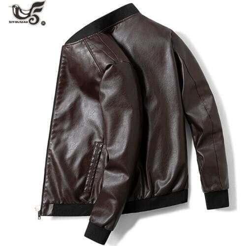 Plus size 7XL 8XL Mens Casual Zipper PU Leather Jacket men Motorcycle Biker Leather coat jaqueta de couro masculina clothing