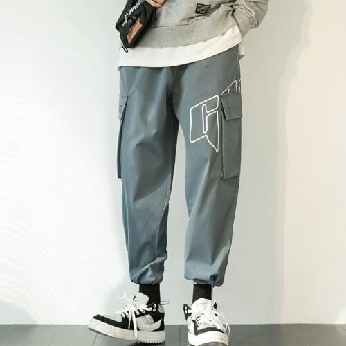 Men 2021 Spring Autumn New Fashion Casual Sweatpants Men Drawstring Hight Street Streetwear Loose Fit Ankele Length Pants Men