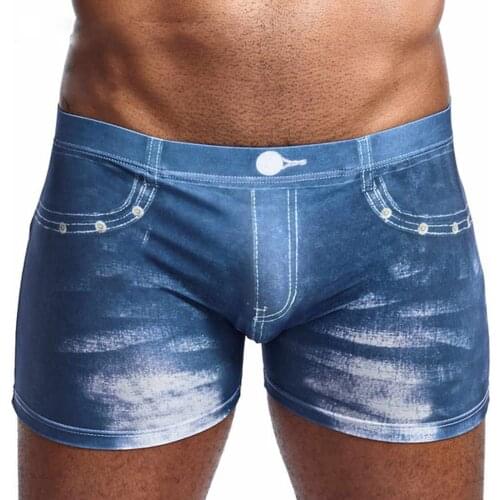 Men Denim Underwear 3d Sexy Boxer Jeans Shorts Classic Print Boxers Mens New Fashion Funny Underpants Trunks Brand Underpants