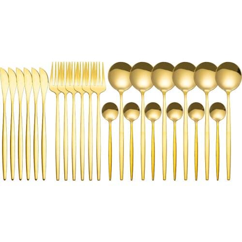 Gold Dinnerware Set Plates 24pcs Stainless Steel Safe Cutlery Set Tableware Set Home Knife Fork Spoon Flatware Set Dishwasher