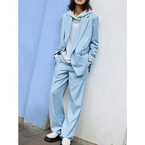 2021 Autumn Women Blazer Coat Ladies Office Wear Ladies Single Button Jacket Outwear Top With Shoulder Pad