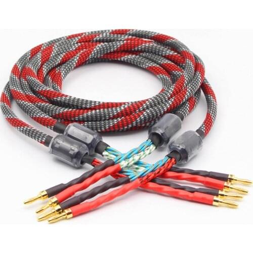 Pair Hi-End oxygen-free copper audio speaker cable HI-FI high-end amplifier speaker cable Banana plug