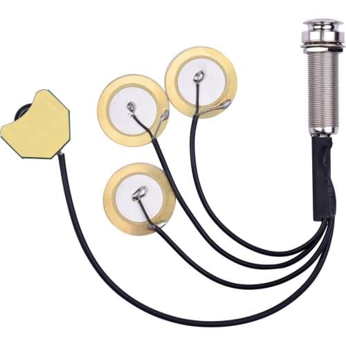 Thumb Piano Pickup Kalimba Pick Up Transducer 6.35mm Output Jack with Volume Control, 3 Transducers